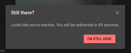 Inactivity dialog of the Eyeson default web UI